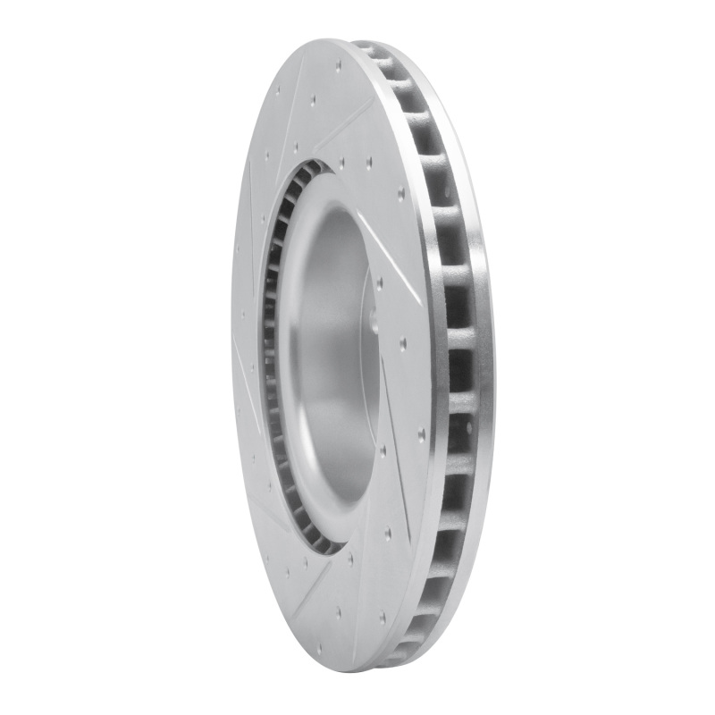 Tesla Model X Brake Rotor (1) - Front Right - R1 Concepts - Drilled & Slotted - Silver - `12-`21